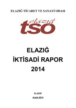 ELAZIĞ İKTİSADİ RAPOR 2014 - Elazığ Ticaret ve Sanayi Odası