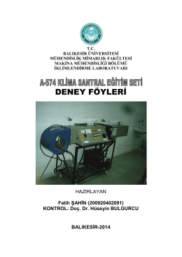 DENEY FÖYLERİ - Balıkesir Üniversitesi Makine Mühendisliği Bölümü
