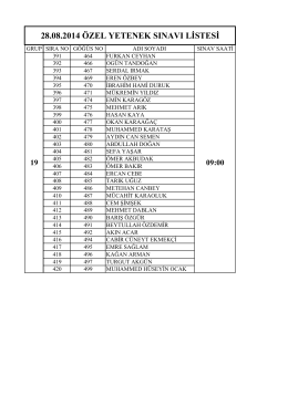 28.08.2014 özel yetenek sınavı listesi