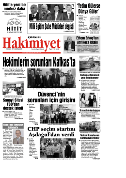 09 Temmuz 2014 Çarşamba - Çorum Hakimiyet Gazetesi