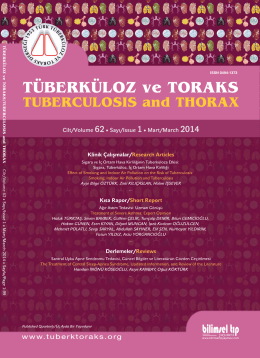 içindekiler - Tuberkuloz ve Toraks Dergisi