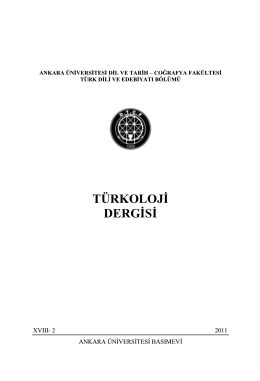 TÜRKOLOJİ DERGİSİ - Ankara Üniversitesi Dergiler Veritabanı