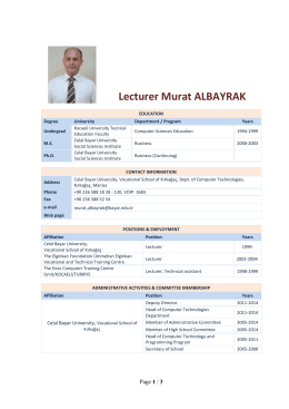 Lecturer Murat ALBAYRAK Computer Programming CV