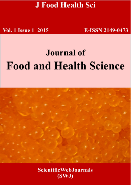 Journal of Food and Health Science E- ISSN 2149-0473