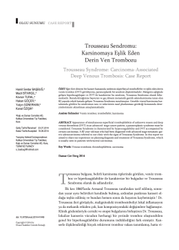 Trousseau Sendromu - Ulusal Vasküler Cerrahi Derneği