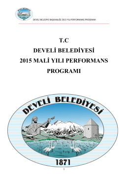 tc develi belediyesi 2015 mali yılı performans programı