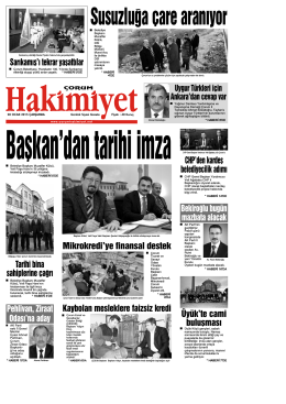 28 Ocak 2015 Çarşamba - Çorum Hakimiyet Gazetesi