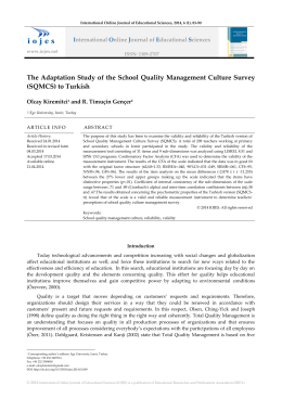 The Adaptation Study of the School Quality Management Culture