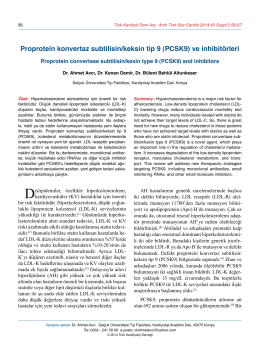 (PCSK9) ve inhibitörleri - Türk Kardiyoloji Derneği Arşivi