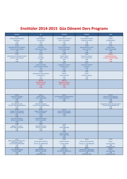 Enstitüler 2014-2015 Güz Dönemi Ders Programı