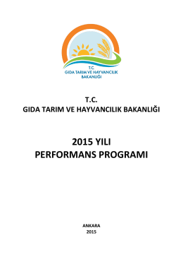 Performans Programı - TC Gıda Tarım ve Hayvancılık Bakanlığı