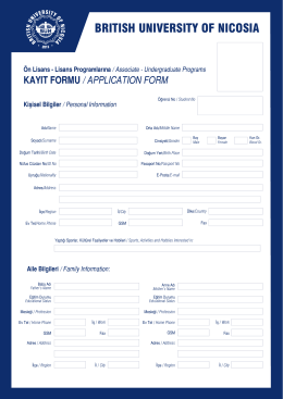 kayıt formu / applıcatıon form - British University of Nicosia