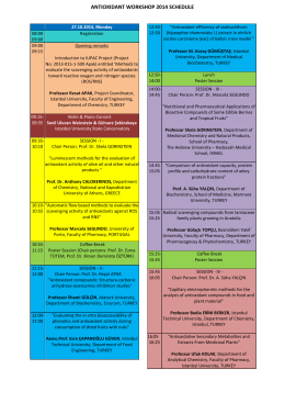 antıoxıdant workshop 2014 schedule