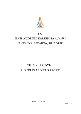 2014 Yılı Ara Faaliyet Raporu - Batı Akdeniz Kalkınma Ajansı