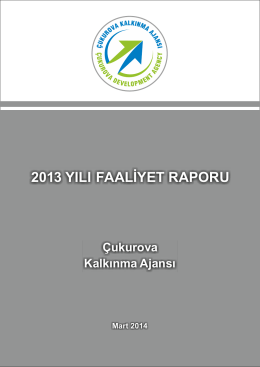 2013 yılı faaliyet raporu - Çukurova Kalkınma Ajansı