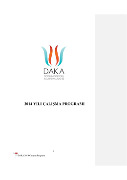 2014 yılı çalışma programı - Doğu Anadolu Kalkınma Ajansı