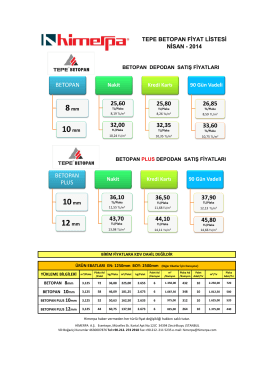Betopan / Betopan Plus Fiyat Listesi 2014 Nisan