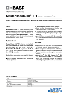 MasterRheobuild® T 1(Eski Adı RHEOBUILD® T1) Yeraltı