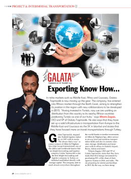 Exporting Know How… - Galata Taşımacılık