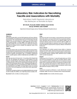 Laboratory Risk Indicators for Necrotizing Fasciitis