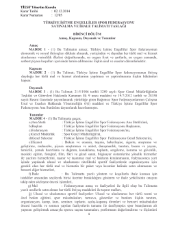 TİESF Yönetim Kurulu Karar Tarihi : 02.12.2014 Karar Numarası : 12