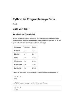 Python ile Programlamaya Giris Bool Veri Tipi