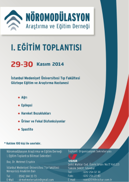 I. EĞİTİM TOPLANTISI - Türk Nöroşirürji Derneği