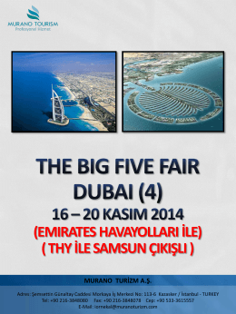 The Big Five Dubai (16-20 Kasım 2014) Samsun Çıkışlı (Duyuru)