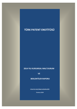 Türk Patent Enstitüsü 2014 Yılı Kurumsal Mali Durum ve Beklentiler