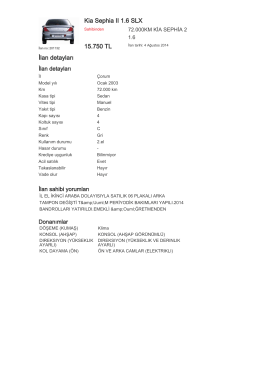 Kia Sephia II 1.6 SLX 15.750 TL İlan detayları