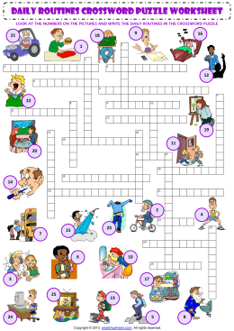 daily routines CROSSWORD PUZZLE worksheet