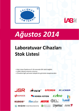 Ağustos 2014 Laboratuvar Cihazları Stok Listesi