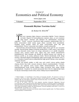 Ekonomik Büyüme Teorisine Katkı