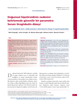 Serum tiroglobulin düzeyi - Türkiye Aile Hekimliği Dergisi