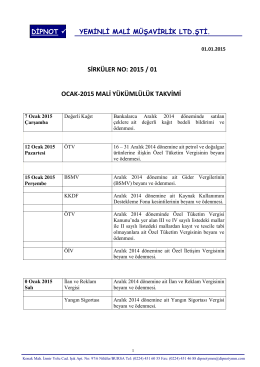 sırk 2015-01 ocak 2015 mali yükümlülük takvimi hk.