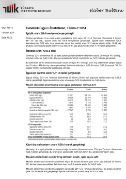 TÜİK İşgücü İstatistikleri Temmuz 2014