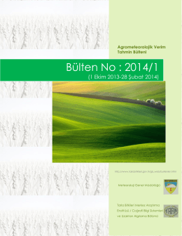 Agro-Meteorolojik Ürün Verim Tahmini Bülteni 2014/1/1Ekim 2013