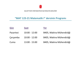 “MAT 123-21 Matematik I” dersinin Programı