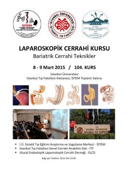 Bariatrik Cerrahi KURS PROGRAMI. 8-9 Mart 2015