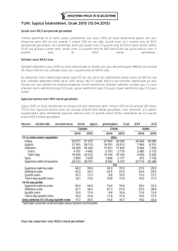TUİK: İşgücü İstatistikleri, Ocak 2015 (15.04.2015)