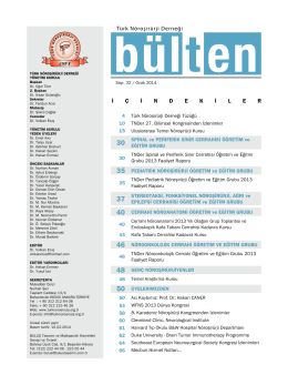 Bülten No 32 - Ocak 2014 - Türk Nöroşirürji Derneği