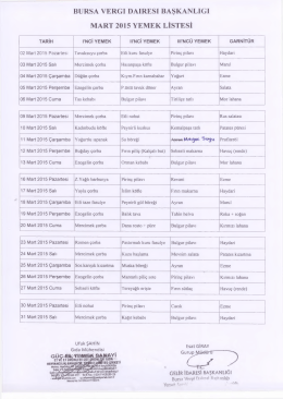 bursa vergi dairesi başkanlığı mart 2015 yemek listesi