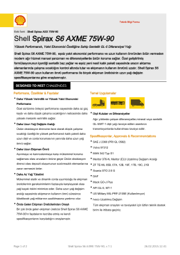 Page 1 Teknik Bilgi Formu Eski İsmi : Shell Spirax ASX 75W