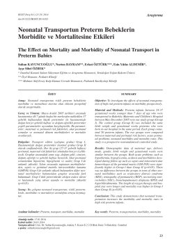 Neonatal Transportun Preterm Bebeklerin Morbidite ve Mortalitesine