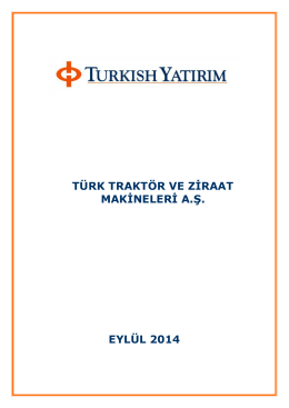 türk traktör ve ziraat makineleri a.ş. eylül 2014