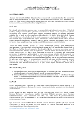 erzincan üniversitesi açık erişim politikası sayfa 1 tc erzincan