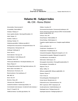 Volume 46 - Subject Index 46. Cilt