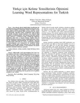 Türkçe için Kelime Temsillerinin Ö˘grenimi Learning Word