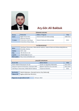 Arş.Gör.Ali Bakbak - Elektrik-Elektronik Mühendisliği Bölümü