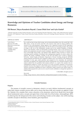 Knowledge and Opinions of Teacher Candidates about Energy and